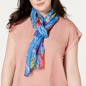 Echo Floral Tulip Garden Oblong Scarf Wrap Blue